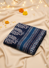 Hand-Embroidered Linen Cotton Kantha Saree with Blouse