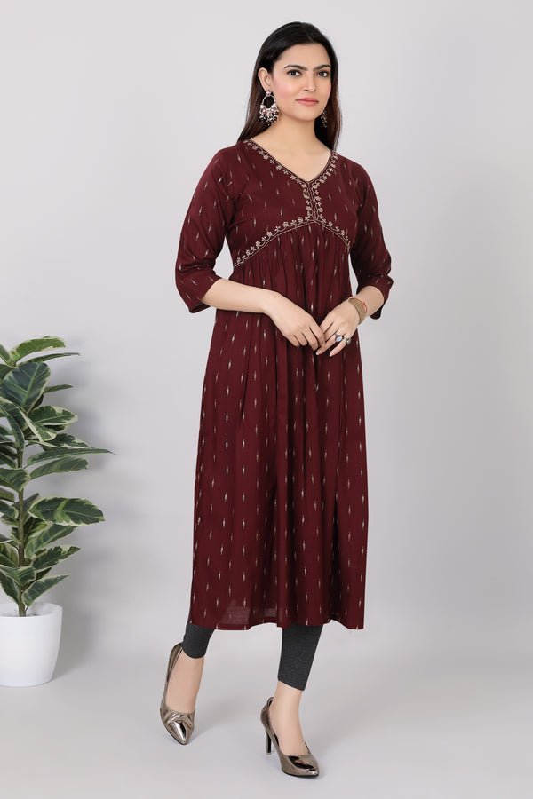 Full Printed Alia Cut Rayon with Sequence Anarkali Kurti - 3729