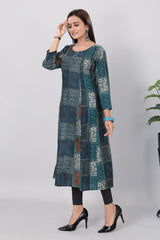 Womens Printed Modal Chanderi Anarkali Kurtis- 3730