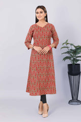 Womens Ethnic Cotton A Line Jacquard Kurti - 3761