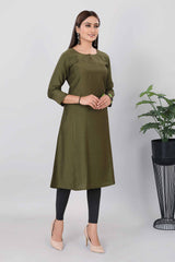 Womens Ethnic Imported Silk Straight Kurti Green - 3764