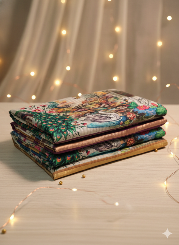 Soft Chanderi Digital Print Pink Color Saree (Copy)